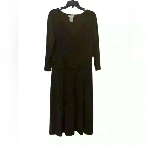 K & Company Size 14 Brown Long Sleeve Midi Dress with Ruched Waist - Picture 1 of 3